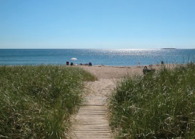 Wooden boardwalk to the beach